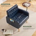 thumbnail image 3 of LAZZO Mid-Century Modern Accent Chair, Upholstered Armchair with Side Pocket for Living Room and Office, Blue, 3 of 8