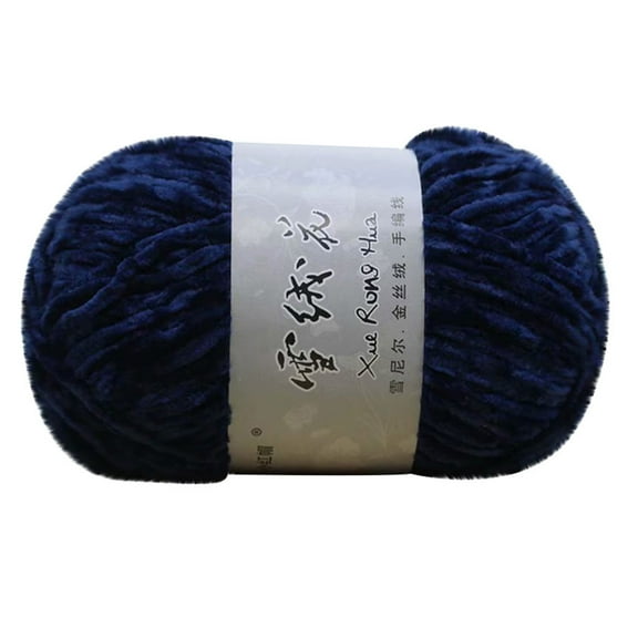 Under $5 1X Ball Of Yarn,Edelweiss Gold Velvet Chenille Medium Thick Wool Yarn 09 Navy Blue,Gold Velvet Chenille Medium Thick Wool Thread Diy Crochet Sweater Scarf Line
