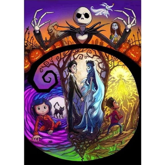Diamond Painting Kits for Adults Corpse Bride Nightmare Before Christmas Full Drill DIY Diamond Art for Adults Beginners Picture Art Crystal Painting for Home Wall Decor