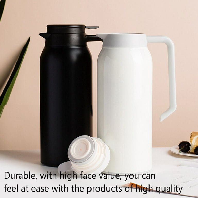 Home Hotel Portable Thermal Bottle Kitchen Dining Room Stainless Steel  Vacuum Flask Indoor Outdoor Water Cup with Handle 1.5L Black 