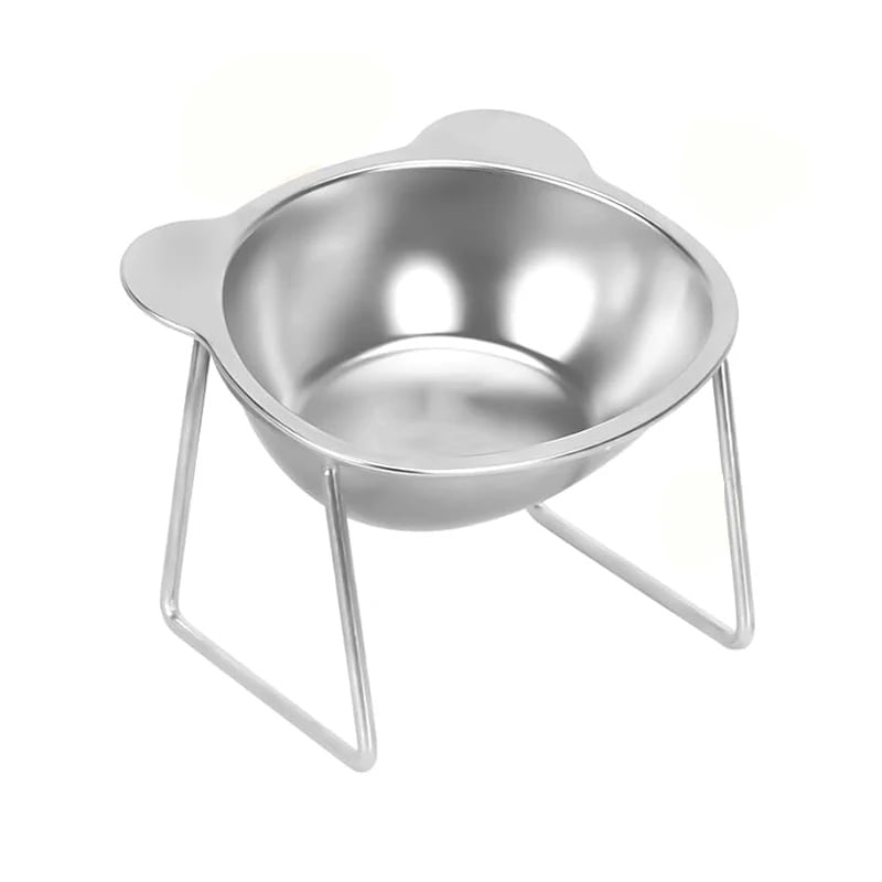 15 ° Tilted Stainless Steel Cat Bowl Elevated Neck Guard Pet Feeder, Shatterproof Food Water Dish for Kitten Puppy Indoor Bowl