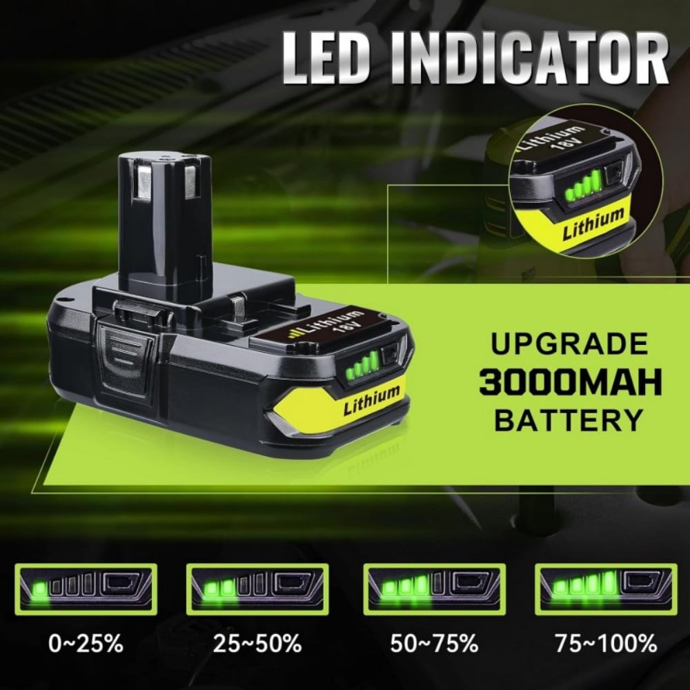 2Pack 3.6Ah P102 Battery Compatible with Ryobi 18V Lithium Battery ONE+ P103 P104 P105 P107 P108 P109 P190 P191 P122 Cordless Tool Battery