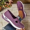 thumbnail image 7 of QYZEU Knit Flats for Women Casual Shoes for Women Leather Extra Wide Hiking Shoes Lightweight Walking Shoes Breathable Trekking Shoes Retro Shoes Women Dark Purple 37, 7 of 7