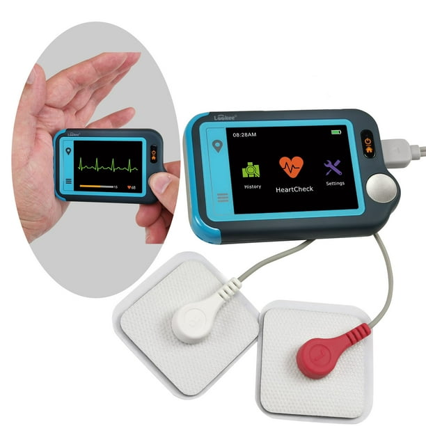 LOOKEE Personal ECG / EKG Moniteur Cardiaque Écran Tactile Couleur Enregistrement Sans Câble Ou Sans Câble en 30S / 60S / 5min Détecter les Anomalies Cardiaques en Déplacement