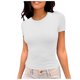 thumbnail image 1 of Camiseta de manga corta ajustada y moderna para mujer: corte ajustado y sexy, versátil con vaqueros/pantalones cortos, tejido suave para el verano, talla real, lavado en frío., 1 of 6