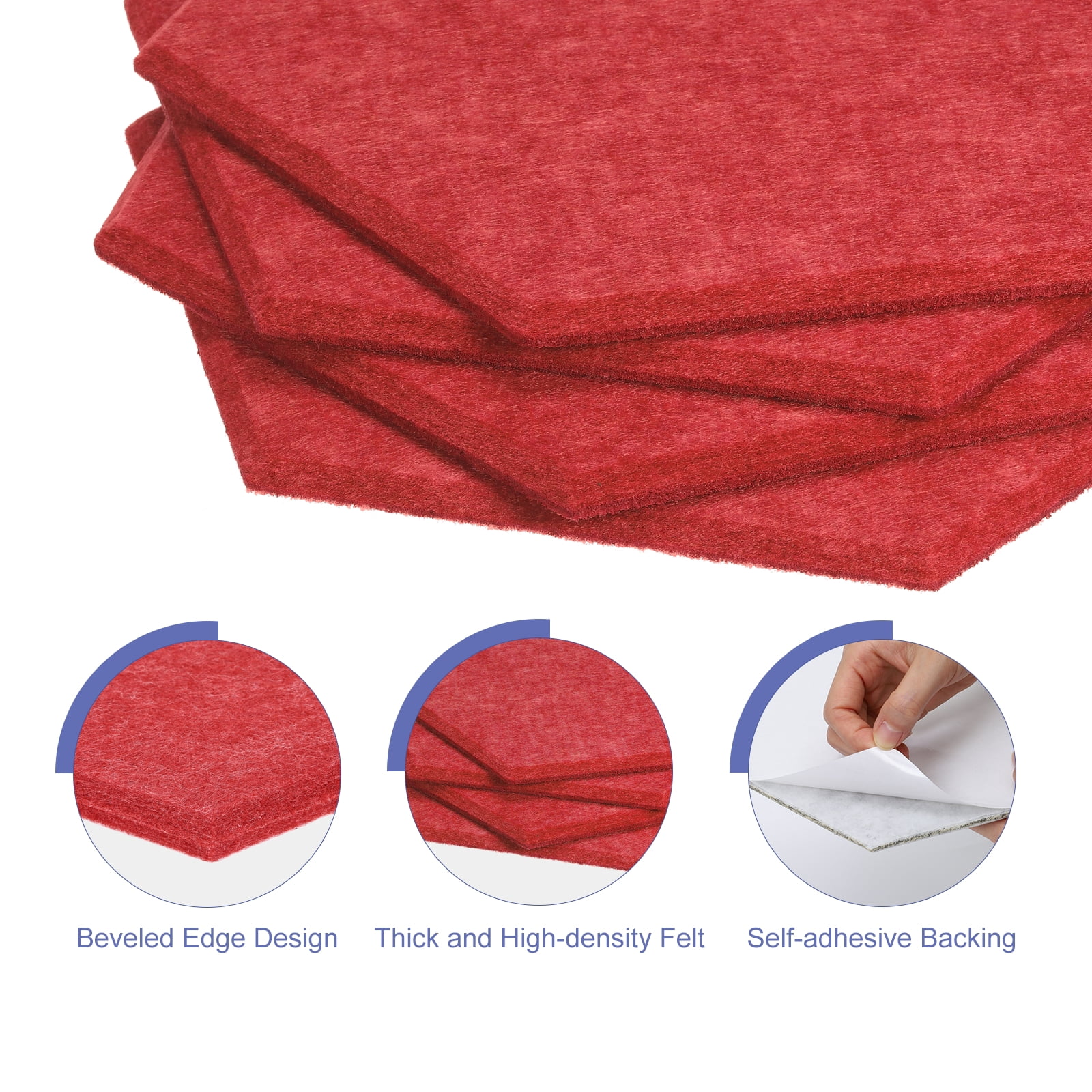 Hexagon Acoustic Panels B1 Fireproof Soundproof Foam Panels with 30 Push Pins(Red)
