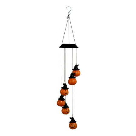 Jikolililili Solar Powered LED Halloween Pumpkin Wind Chime Light Outdoor Yard Garden Decor Home Decoration Clearance