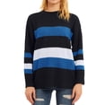 thumbnail image 3 of HUBERY Women Colorblock Stripe Crew Neck Long Sleeve Sweater, 3 of 8