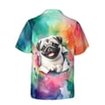 thumbnail image 2 of Funny Watercolor Adorable Pug Peeking Through Torn Paper Effect Hawaiian Shirt Breathable Summer Unisex Merch Dog Lover Gifts - 00026, 2 of 6