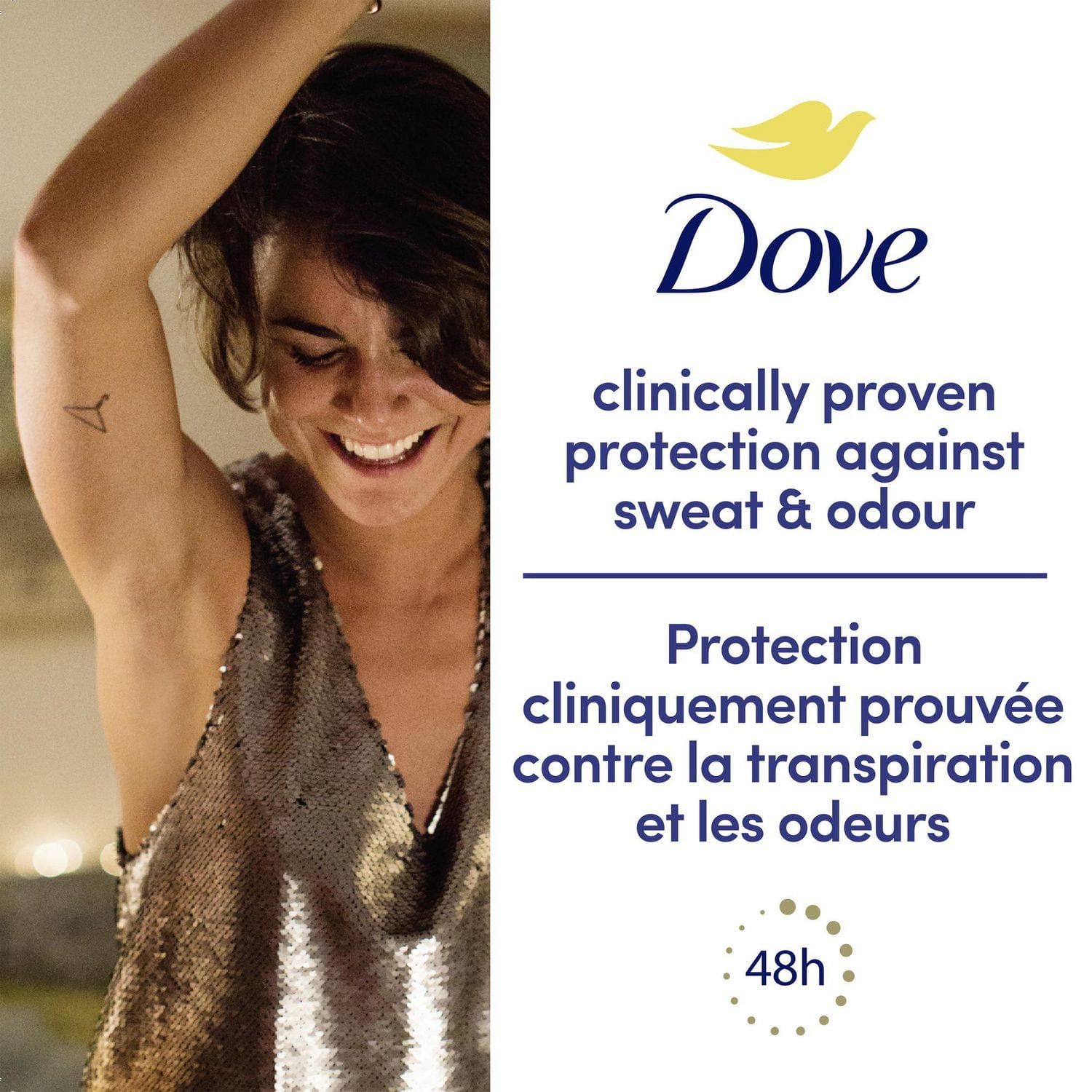 Dove Clinique Protection Antisudorifique pour Femmes Original Clean Enrichi avec 1/4 d'Hydratants 45 g