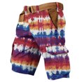 thumbnail image 3 of Men's Tie Dye Cargo Shorts With Multi-Pockets And Woven Belt Featuring Vintage Washed Effect For Summer Beach Hiking Streetwear Fashion Multicolor XL, 3 of 5