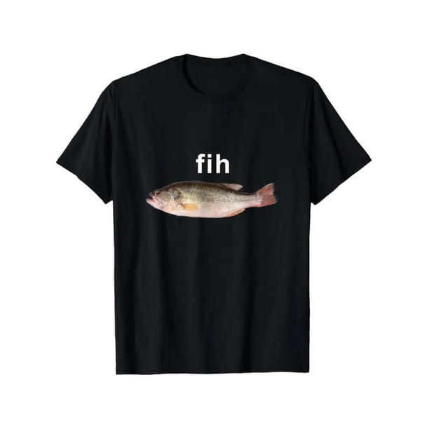 100% Cotton Men’s T-Shirt – Funny “Fih” Misspelled Fish Meme Graphic Tee – Simple Humor Casual Shirt for Guys