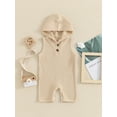 thumbnail image 2 of CIYCuIT Baby Boys Summer Hooded Jumpsuit Solid Color Sleeveless Hood Ribeed One Piece Romper Infant Toddler Casual Playsuit 3M 6M 12M 18M, 2 of 9