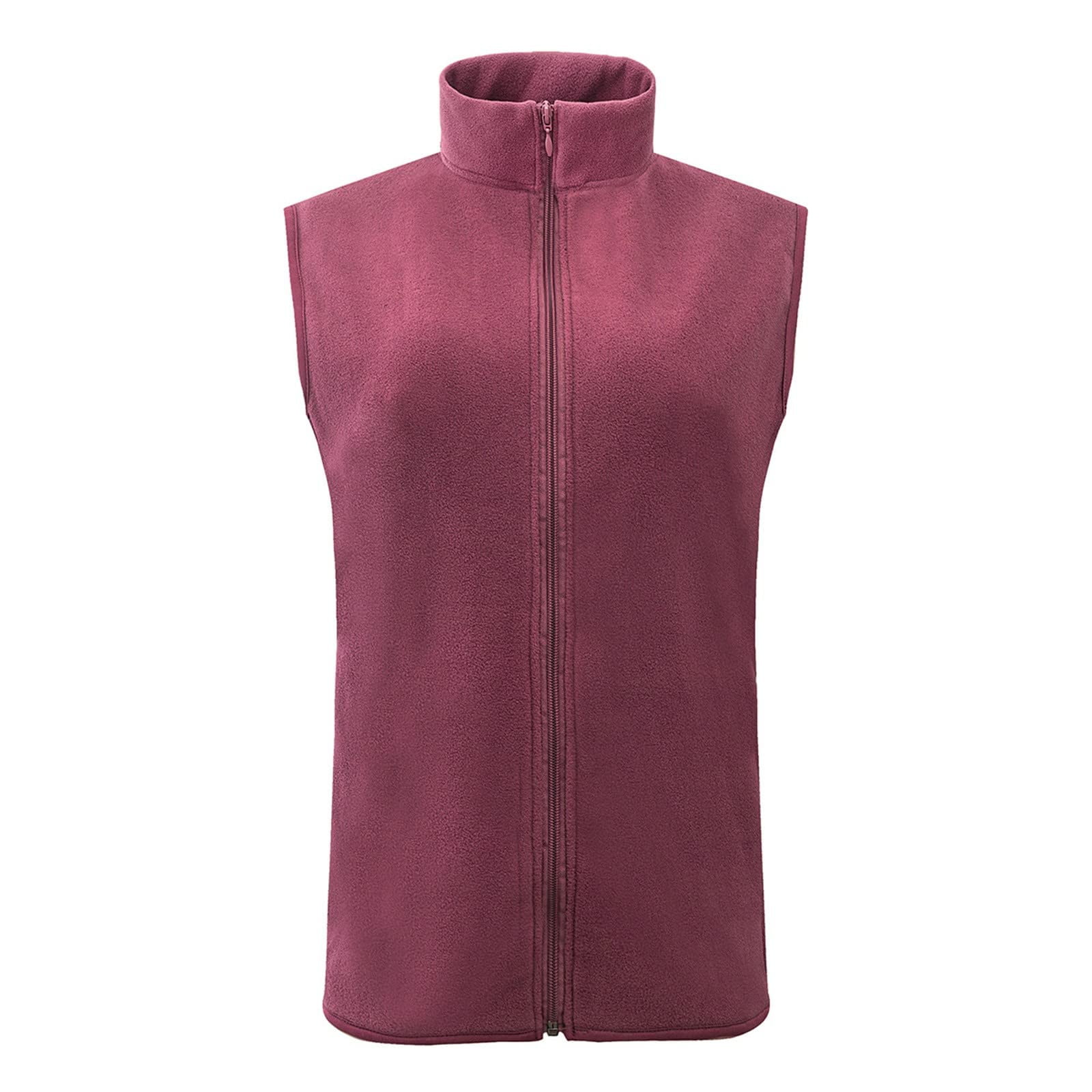XFLWAM Women's Fuzzy Fleece Vest Classic-Fit Warm Sleeveless Zip