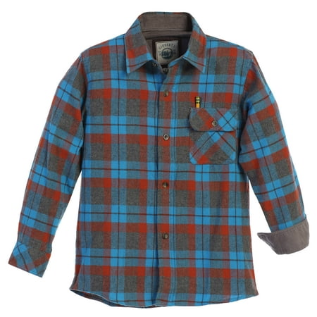 Gioberti Big Boy's Single Pocket Flannel Shirt with Corduroy Contrast
