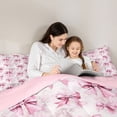 thumbnail image 4 of Erosebridal Pink Bow 7-Piece Bedding Comforter Set For Bowtie Girl,Vintage Flower Floral King Bedding Sets,Dreamy Princess Style Bows,Reversible, 4 of 7