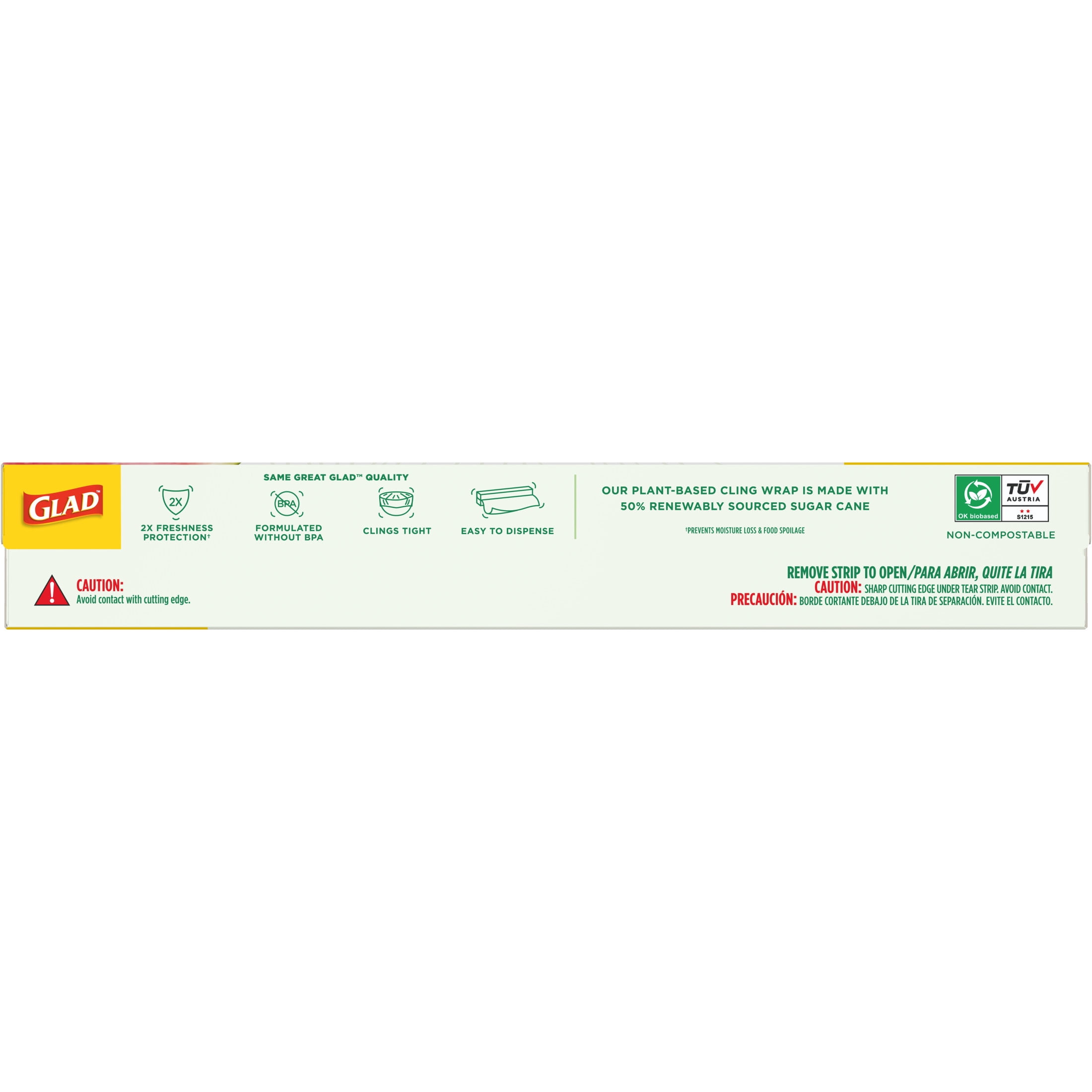 Glad Cling'N Seal Plant Based Food Wrap, 200 sq ft Roll