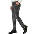 thumbnail image 5 of MODA NOVA Big & Tall Men's Business Pants Checked Printed Slim Fit Trousers Black 36, 5 of 5