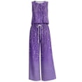 thumbnail image 4 of Cagogo Women's 2 Piece Sleeveless Tank Top Long Pants Set Casual Summer Outfits Loose Round Neck Tops Comfy Pants Matching Lounge Sets Boho Vacation Travel Clothes, Purple 2XL, 4 of 6