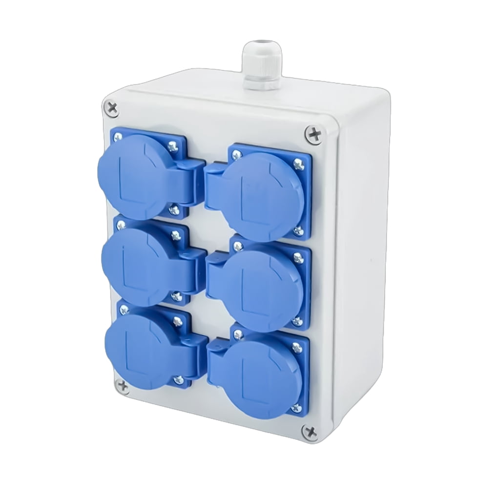 lanema 220V 10A Home Wall Mounted Outdoor Socket Box 6 Hole Wall Socket Power Distributor Box Construction Power Distributor