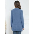 thumbnail image 7 of SHOWMALL Women's Long Sleeve Open Front Cardigan Button Down Blue XL Ribbed Lightweight Knit Outerwear with Pocket, 7 of 7