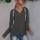 thumbnail image 2 of Sudadera para mujer Otoño Sudaderas Damas Invierno y otoño Casual Color sólido Cordón V-cuello Fleece Bottoming Shirt Suéter con capucha Tops Odeerbi ODB-5, 2 of 8