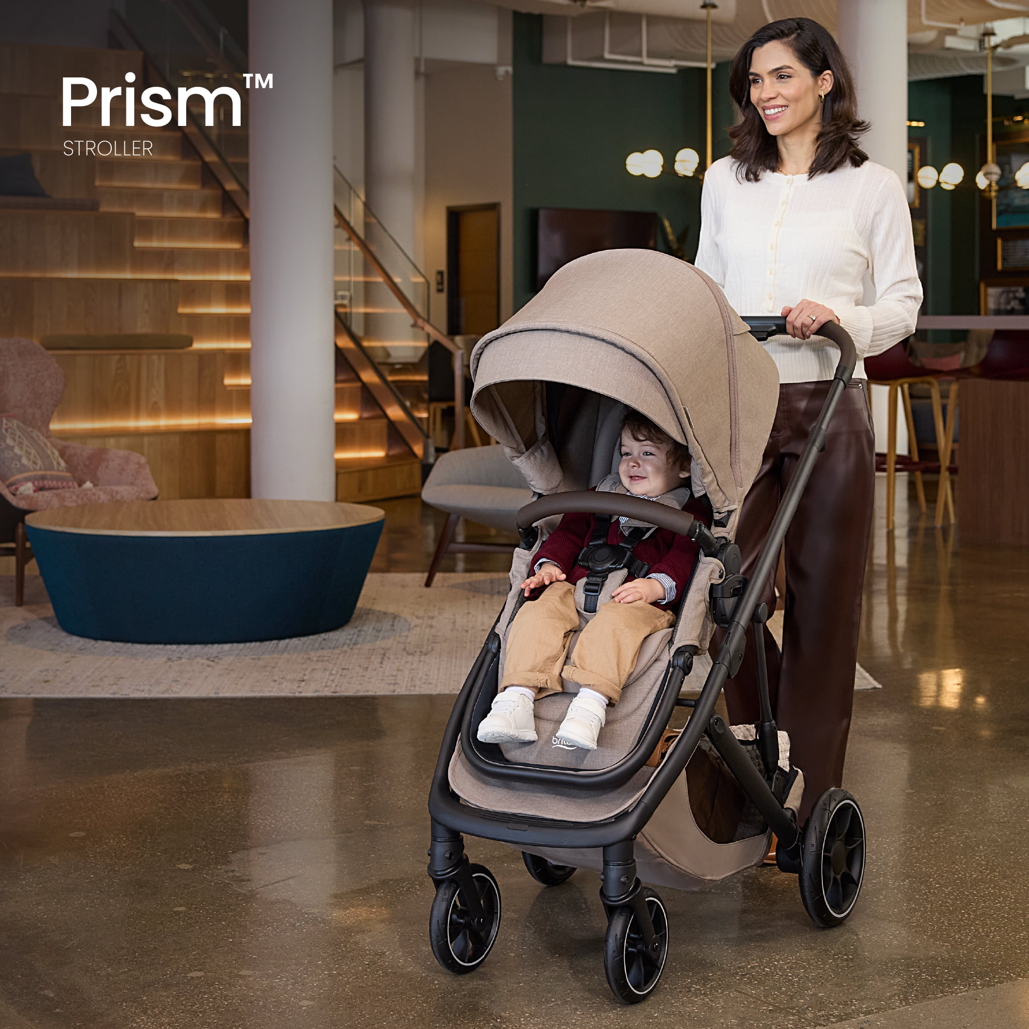 Britax® Prism™ Full-Size Modular Stroller, 1-Step Compact Fold, Telescoping Handlebar — Teak