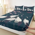 thumbnail image 3 of Feelyou Chinese Crane Animal Queen Sheet Sets, Tokyo Cherry Blossoms Flat Sheet, Japanese Artwork Style Queen Fitted Sheet, Lightweight Room Decor, 4-Piece, 3 of 7