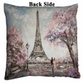 thumbnail image 2 of PKQWTM Oil Painting Street View Paris Tender Landscape Reversible Mermaid Cushion Cover Home Decor Sequin Pillow Case Size 16x16 inches, 2 of 2