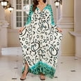 thumbnail image 4 of Riforla Robe de Plage pour Femmes Grande Taille Kaftan Robe Col en V Manches Chauve-Souris Imprimé Floral Robe de Soleil Blanche Taille Unique, 4 of 7