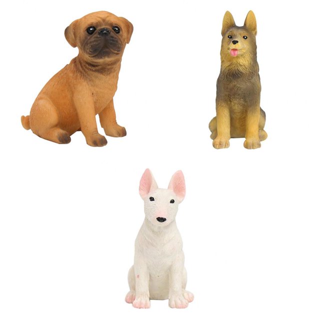 3 piezas pintadas a mano Mini figuras de perro de resina Adorno de césped de jardín, suministros de colección de casa de muñecas, decoración de tartas Sunnimix Figuras de perros de resina hechas a mano