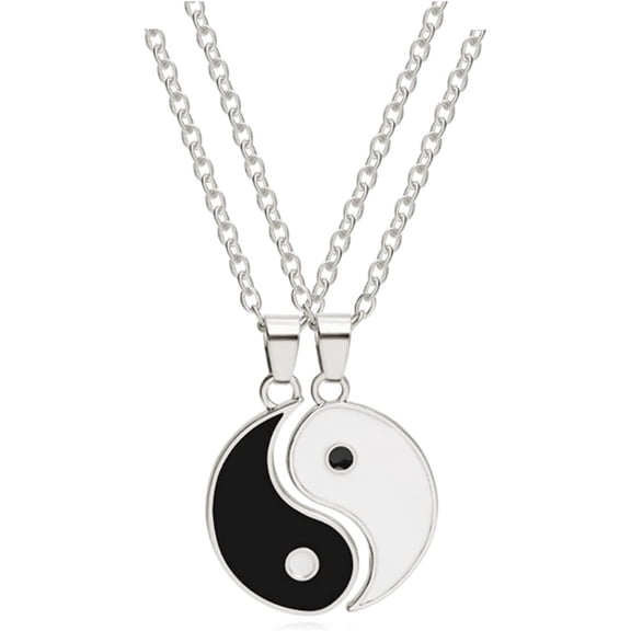 Yin and Yang Couples Pendant Chain Necklace Sets for Women Mens Personalized Matching Puzzle Diagrams Best Friend Necklaces Gifts for Girlfriend Valentines Birthday