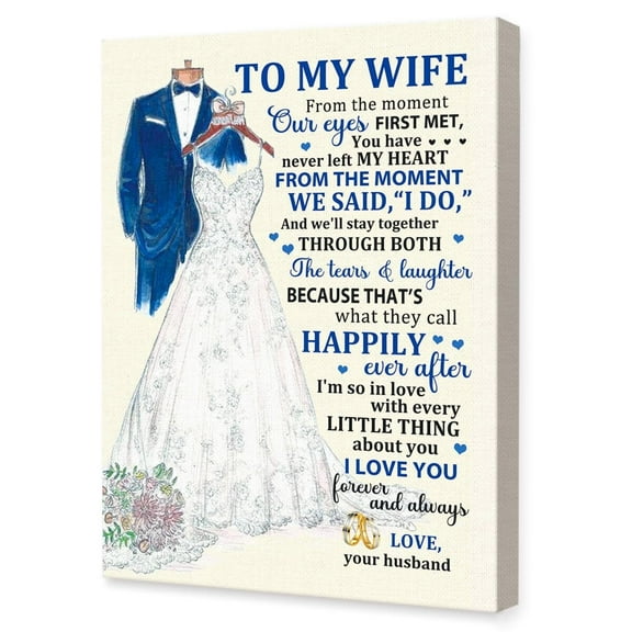 Gifts for Wife,Gifts for Wife from Husband,Christmas Gifts for Wife,Wife Birthday Gift Ideas,Wife Gifts,Wife Gifts from Husband-To My Wife I Love You Forever and Always Canvas Wall Art Decor