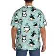 thumbnail image 3 of Lafuoo Winter Skiing Penguin Pattern Men's Cuban Collar Short Sleeve Shirt, Button-Down Resort Beach Pocket Shirt-XX-Large, 3 of 5