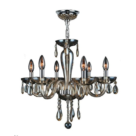 - Gatsby Collection 6 Light Chrome Finish and Golden Teak Blown Glass Chandelier 22