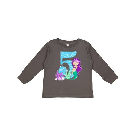 

Inktastic Fifth Birthday Mermaid Gift Toddler Toddler Girl Long Sleeve T-Shirt