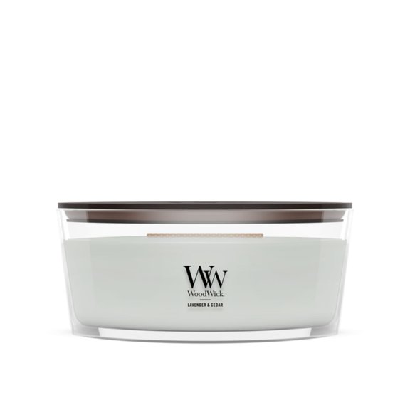 WoodWick Lavender & Cedar Scented Ellipse Candle, Crackles as it burns, Up to 50 hrs burn time, Perfect for gifting, 16oz