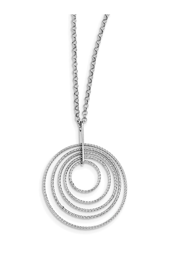 Sterling Silver Rhodium-Plated D/C Multi-Circles With 2In Ext Necklace Made In Italy qg3895-18