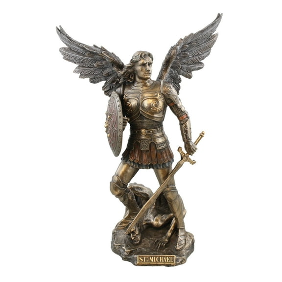 Studio Collection St. Michael with Sword and Shield - 9" Tall - Bronze Color