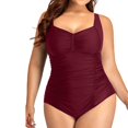 thumbnail image 1 of Aayomet One Piece Swimsuit V-Neck Ruffle Bathing Suit Padded Monokini,Red XXL, 1 of 4