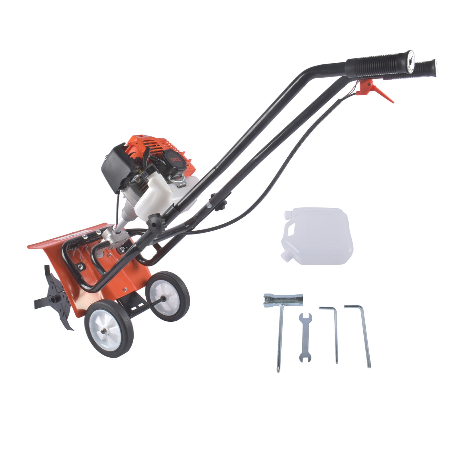 GELUOXI Tiller Cultivator Gas Powered, 52CC 2-Stroke Garden Cultivator, Tiller with 4 Steel Adjustable Front Tines for Lawn, Garden and Field Soil Cultivation