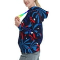 thumbnail image 2 of Fotbe Red White Blue Fireworks Pattern Womens Long Sleeve Hoodie, Pullover Hooded Sweatshirt, Kangaroo Pocket Hoodie with Eye-catching Drawstrings-XX-Large, 2 of 7
