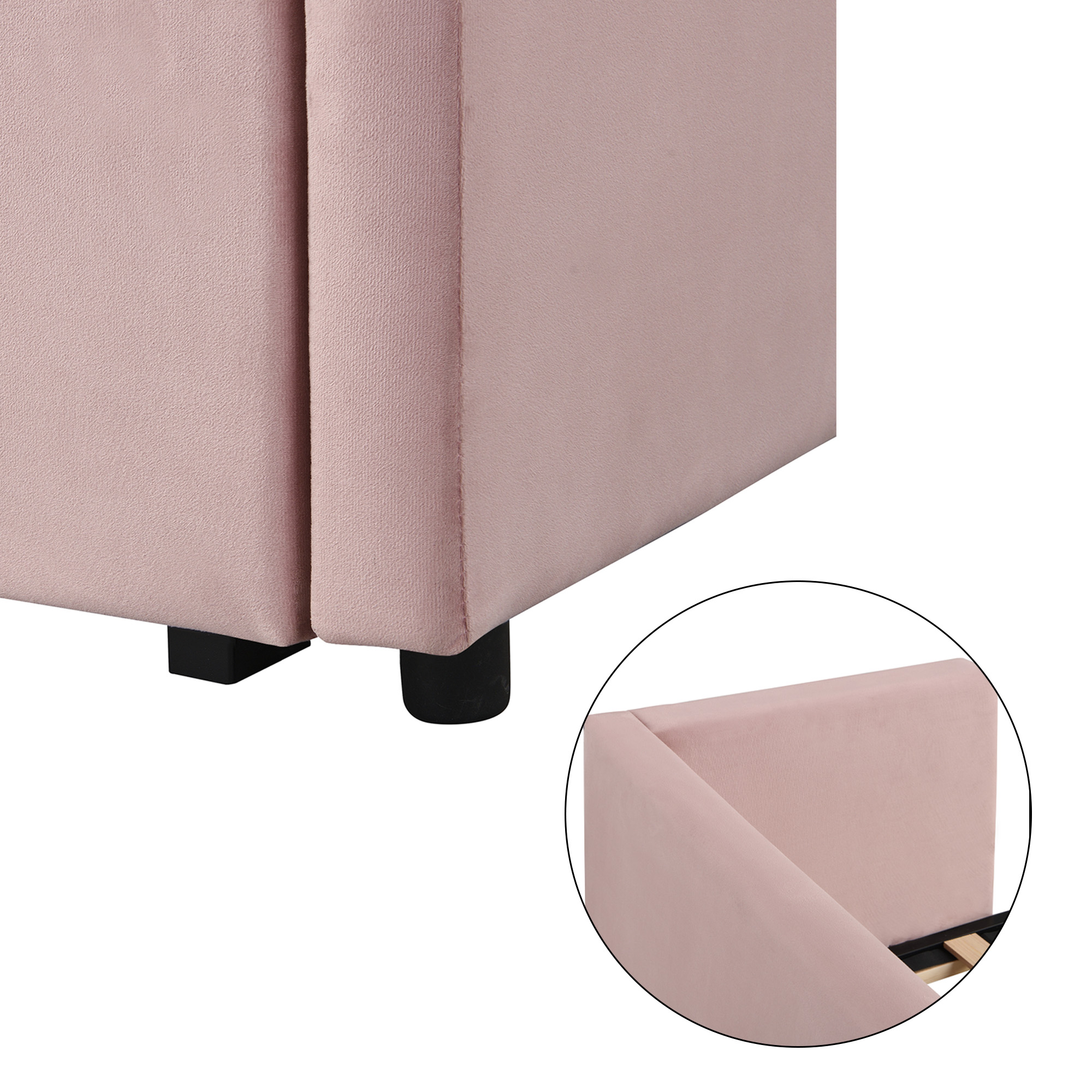 Aukfa Kids Upholstered Expandable Twin-to-King Daybed with Trundle, Pink