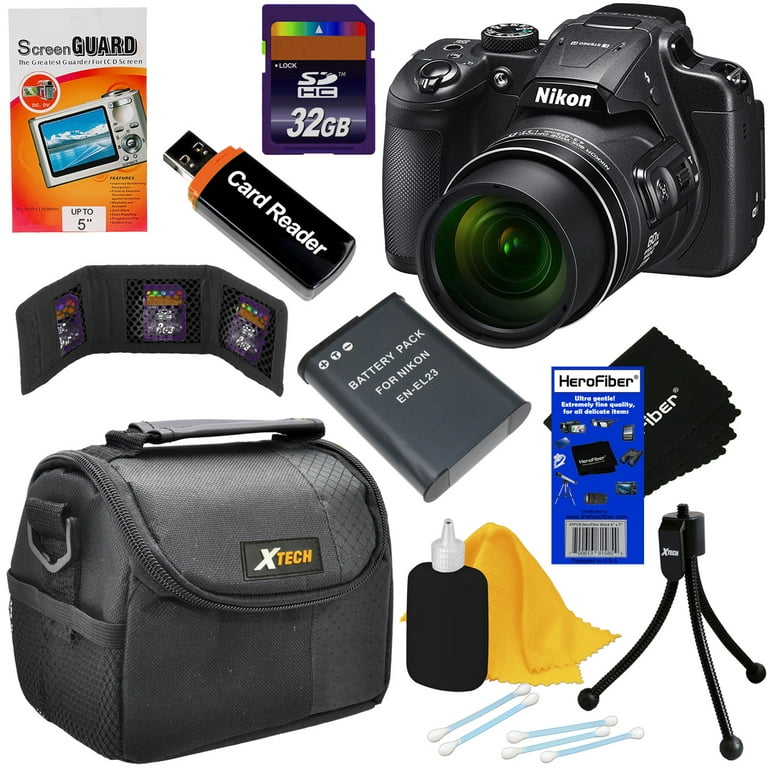 Nikon COOLPIX B700 20MP Wi-Fi, NFC Digital Camera with 60x Zoom & UHD 4K Video (Black) + EN-EL23 Battery + 16GB Accessory Kit w/ HeroFiber Cleaning Cloth - Walmart.com
