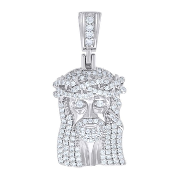 925 Sterling Silver Round Cut Moissanite Jesus Face Pendant Men's Charm 0.91 Ct.