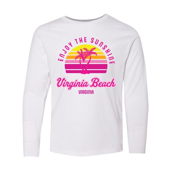 Inktastic Summer Enjoy the Sunshine Virginia Beach Virginia in Pink Long Sleeve Youth T-Shirt
