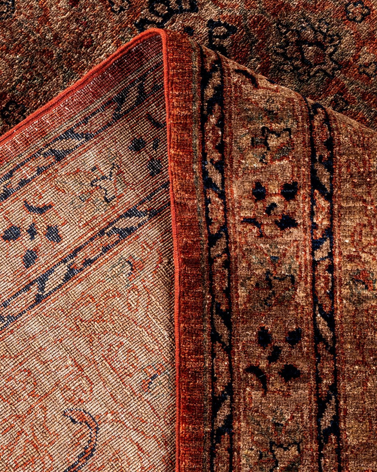 Hand-Knotted Wool Overdyed Contemporary Brown Area Rug 8' 3" x 11' 6"