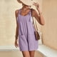 thumbnail image 5 of Venta de ropa de mujer Mono corto con cuello redondo y lazo en los hombros para mujer Mono con bolsillo para mujer, 5 of 5