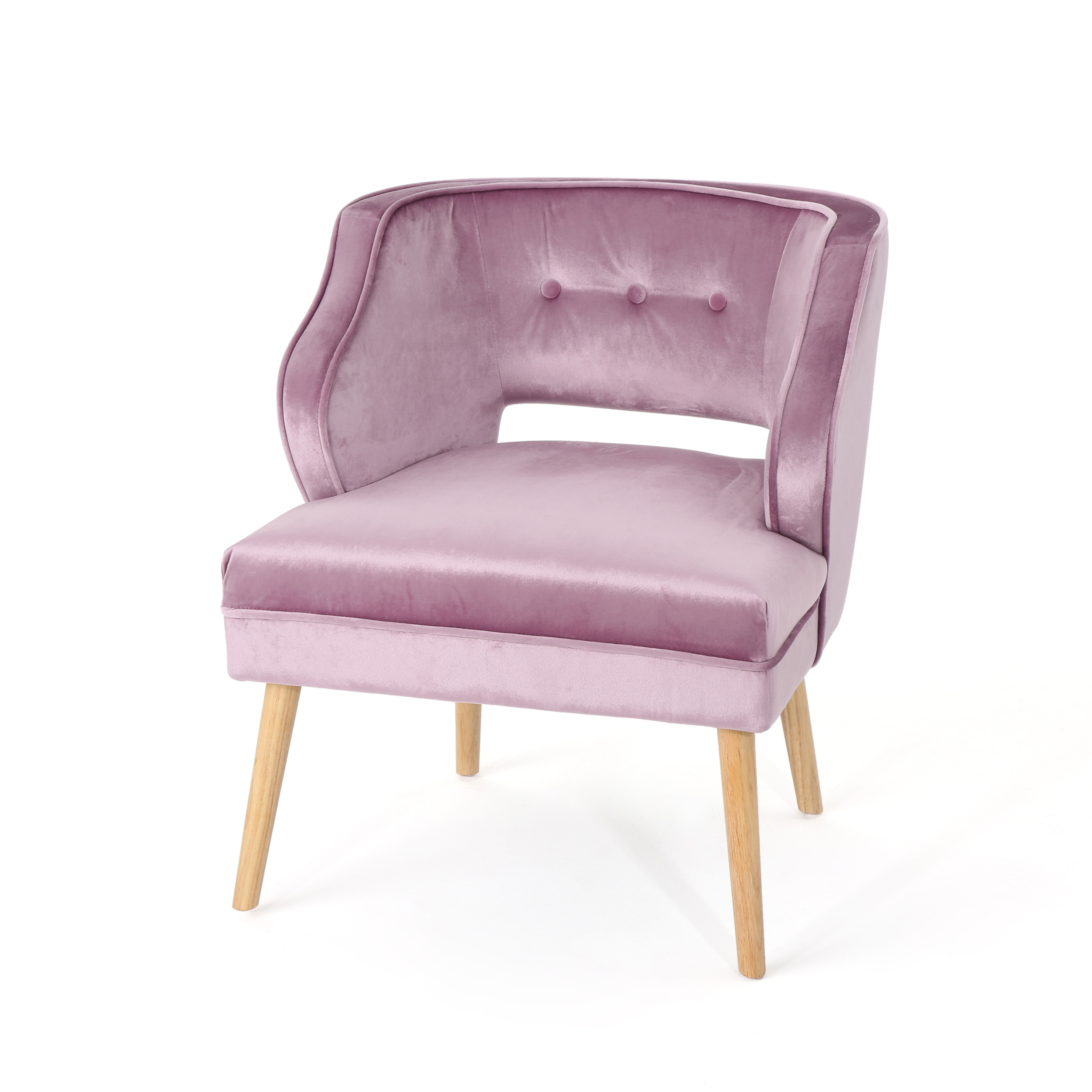 Michaela Mid Century Velvet Accent Chair, Light Lavender