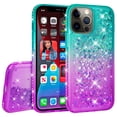 thumbnail image 2 of Compatible for Apple iPhone 13 Pro 6.1 Case, with Tempered Glass Screen Protector SOGA Diamond Liquid Quicksand Cover Cute Girl Women Phone Case - Teal / Purple, 2 of 5
